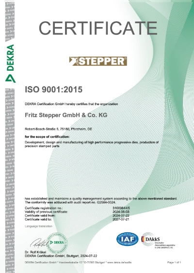 Certificate ISO 9001:2015